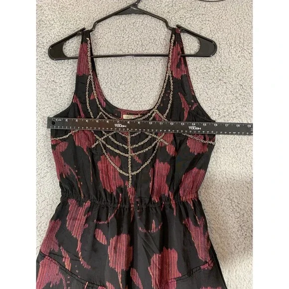 Anthropologie Ecote Beaded Tapestry Dress Red Black Floral Embellished - Picture 6 of 13